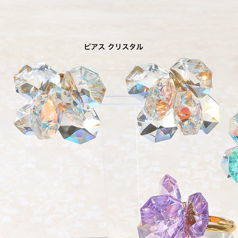 レシピNo.KR1417　貴和クリスタルのオクタゴナルフラワーアクセサリー2種