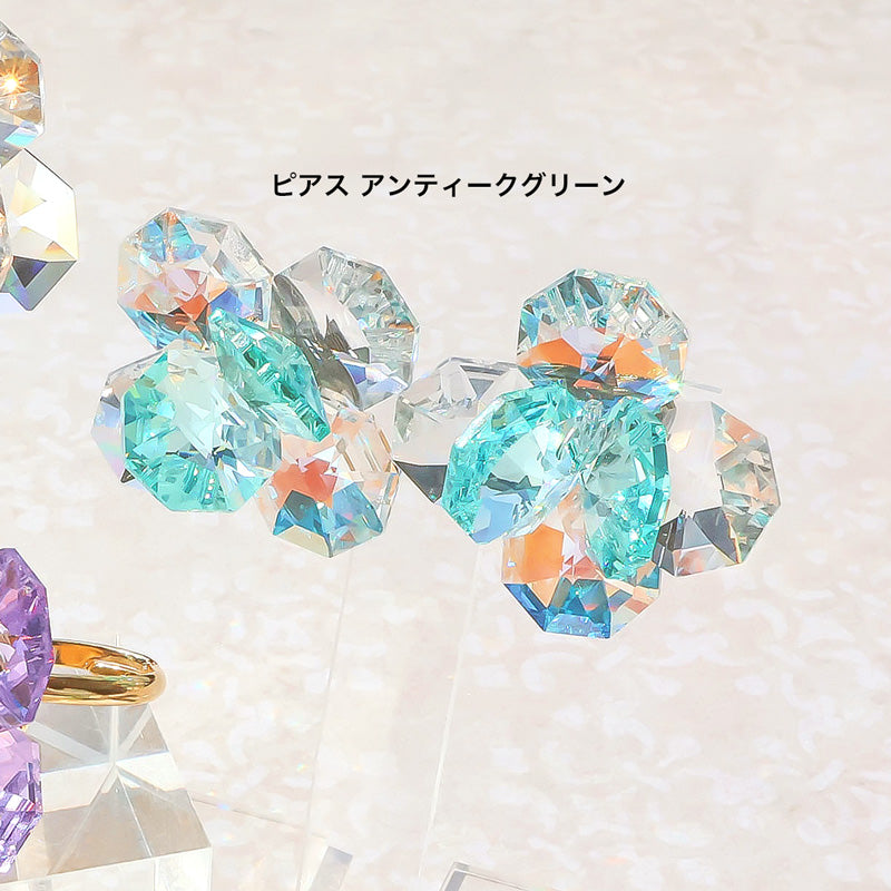 レシピNo.KR1417　貴和クリスタルのオクタゴナルフラワーアクセサリー2種