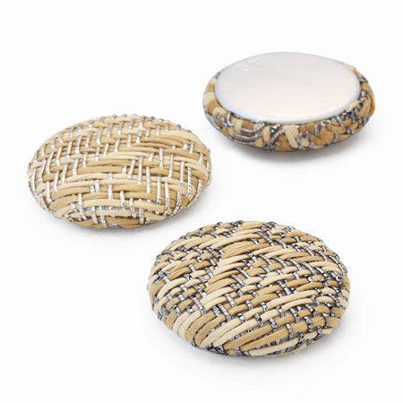 くるみパーツ ラウンド ラタン風ラメ　ナチュラル/ガンメタ【アウトレット】
