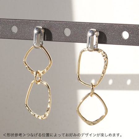 Combination metal parts Deformed square double hammered gold