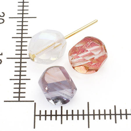 Czech Fire Polish Nugget Cut Crystal/Raspberry