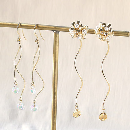 Metal stick round wire spiral 2 rings gold