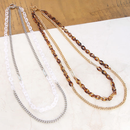 Acrylic chain oval white marble