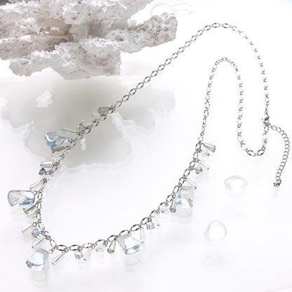 Glass cut beads pointed triangle clear green AB