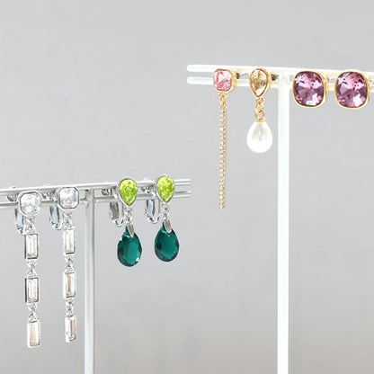 Earrings screw spring stone seat 