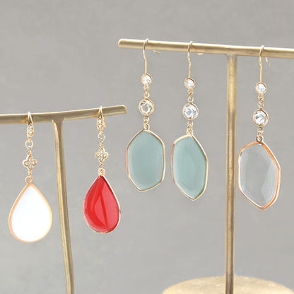Design hook earrings with U-shaped ring No.3 Cubic zirconia/RC