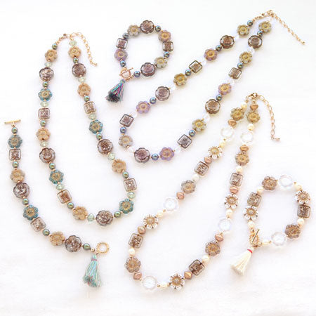 Czech flower Aquamarine gold