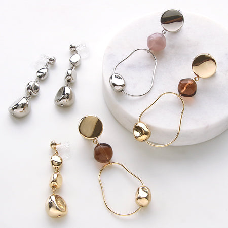 CCBパーツ ビーンズ 縦穴　ロジウムカラー