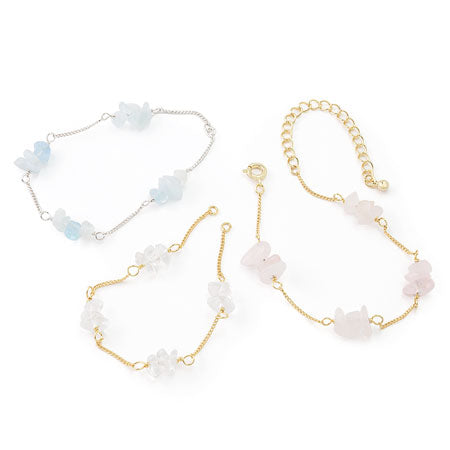 Natural stone glasses fastening chain Sazare crystal (natural)/g
