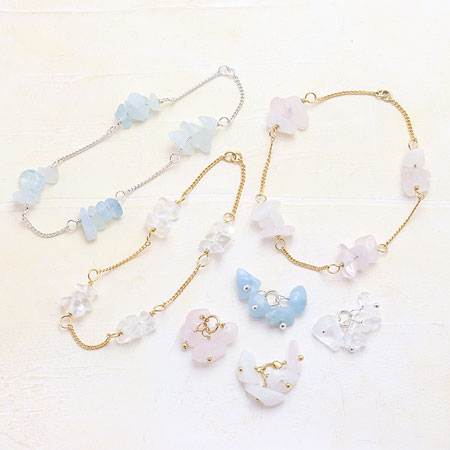 Natural stone glasses fastening chain Sazare crystal (natural)/g