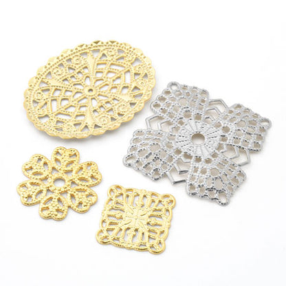 スカシパーツ 花六弁2 約15mm　金古美