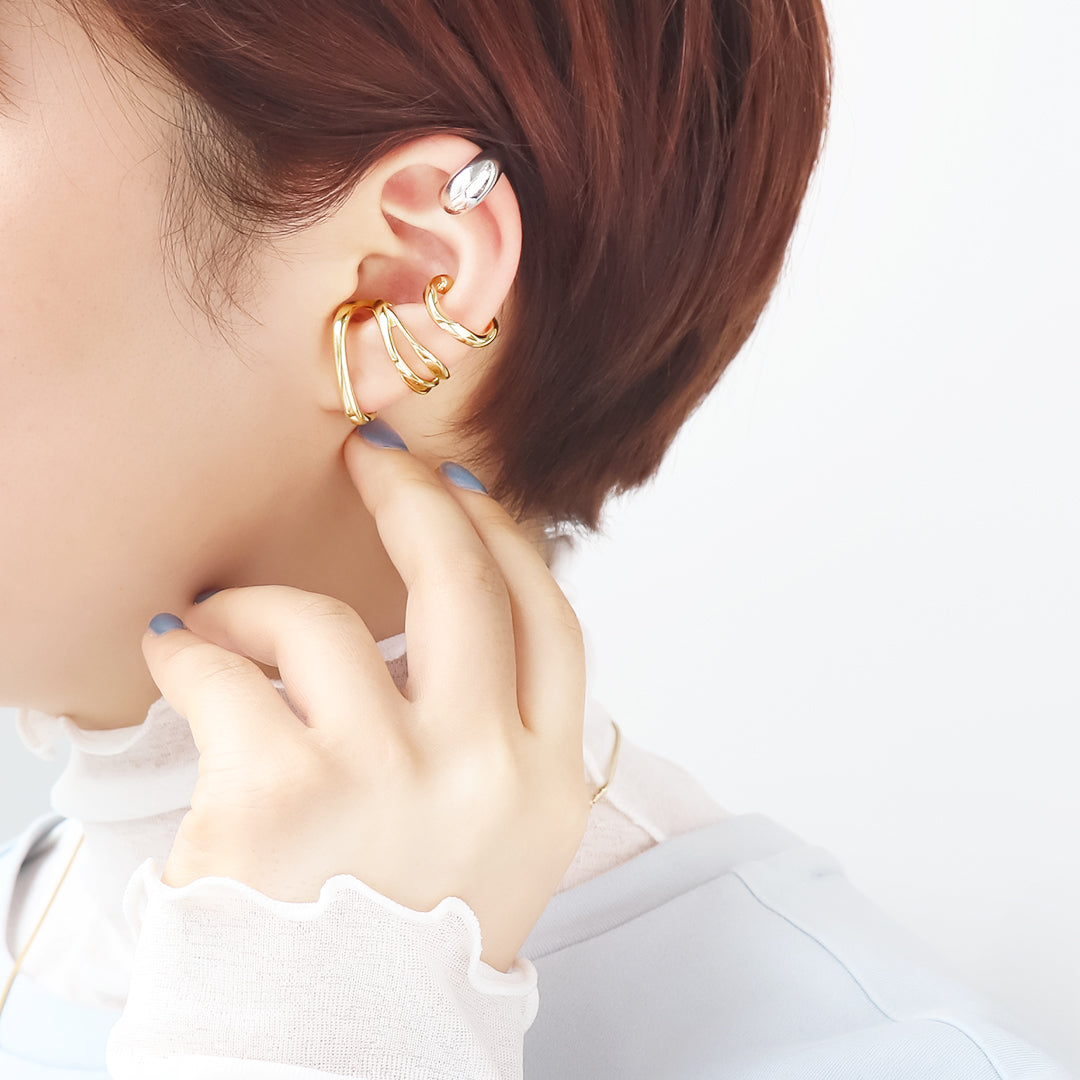 Ear cuff double deformation gold